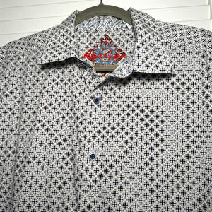 Men's Robert Graham Printed Short Sleeve Button Down Shirt Size XL
